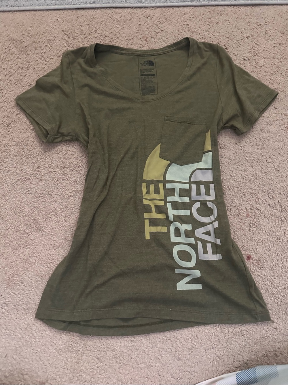 The North Face Women's Olive Green Logo Pocket Tee
